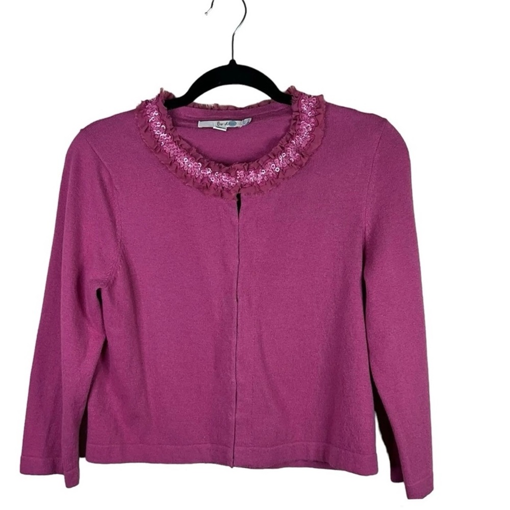 ANTHROPOLOGIE Boden Cashmere Sequin Beaded Neck Cardigan Sweater